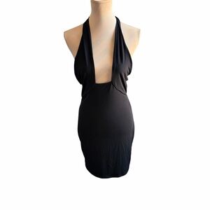 Just Polly Chic Black Backless Halter Dress – Size L